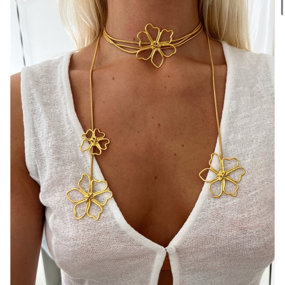 Gold Lotus-Inspired Choker Necklace